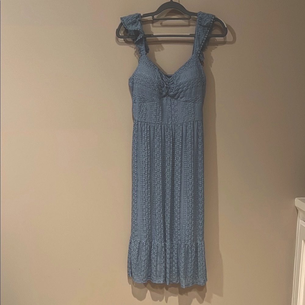 Feminine Blue Sleeveless Dress